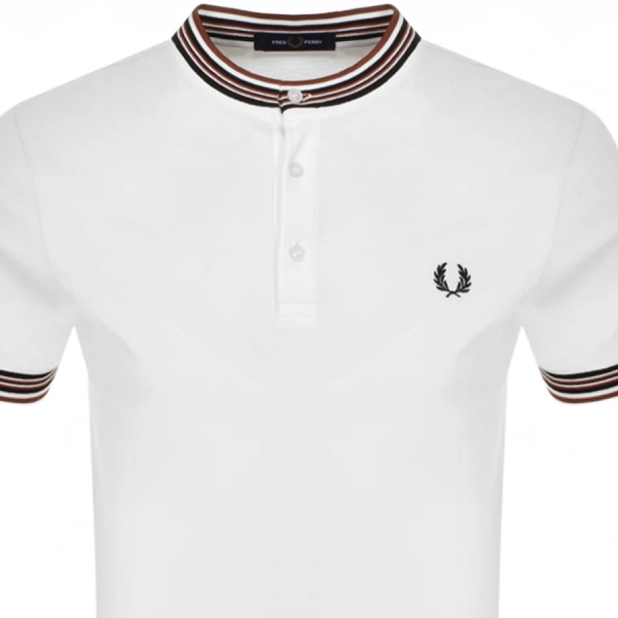 Alternative Image for ProductFred Perry Henley Collar Polo T Shirt White2